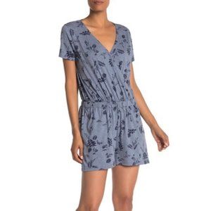 Susina Floral Blue Jersey Knit Romper XL